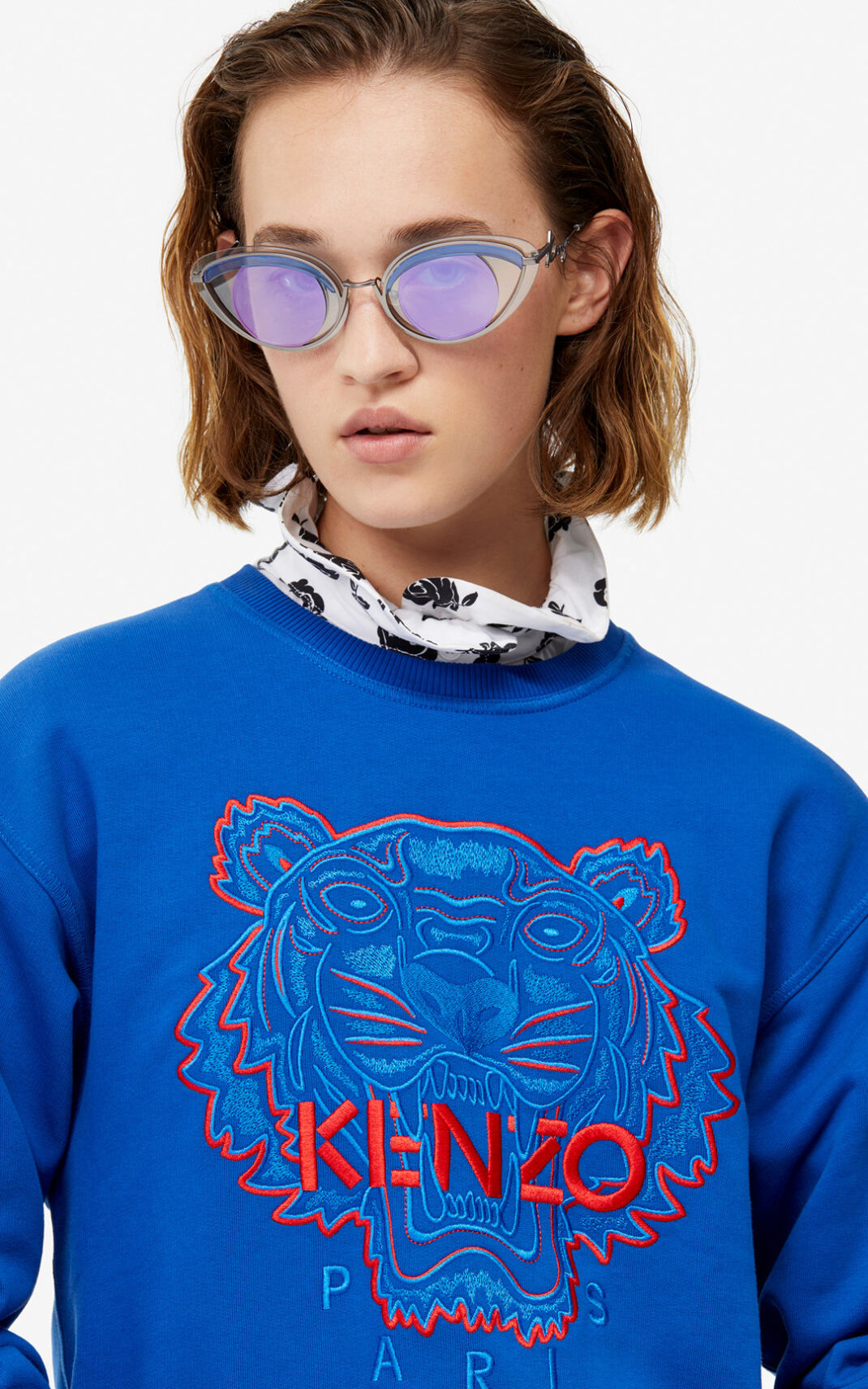 Kenzo Two tone Tiger Ženska Puloverji Modra SI-7900916